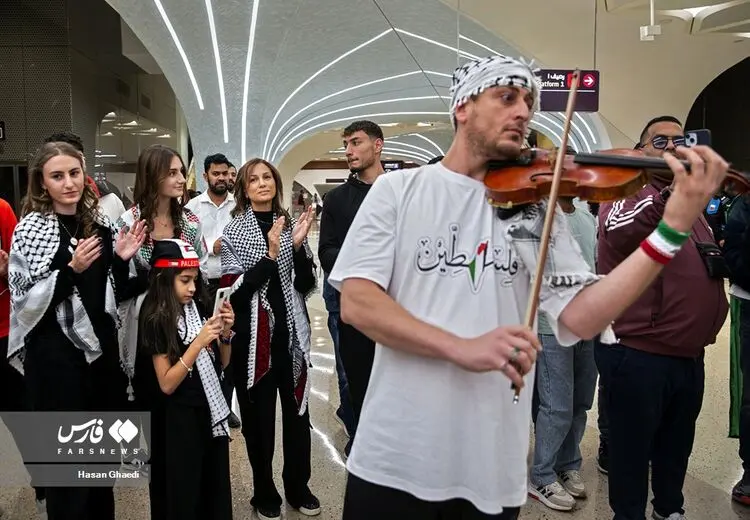 تصویری جالب از هواداران فلسطینی در قطر
