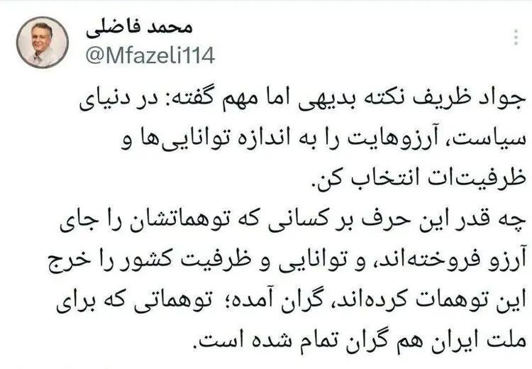 یک جامعه شناس: چقدر حرف ظریف به کسانی که توهماتشان را به جای آرزو فروخته‌اند، گران آمده