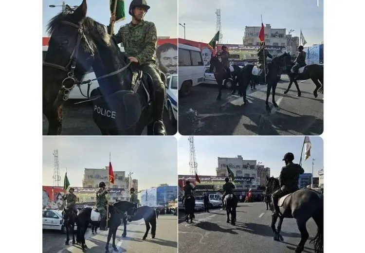 عکسی از حضور یگان اسب سوار در راهپیمایی ۲۲ بهمن