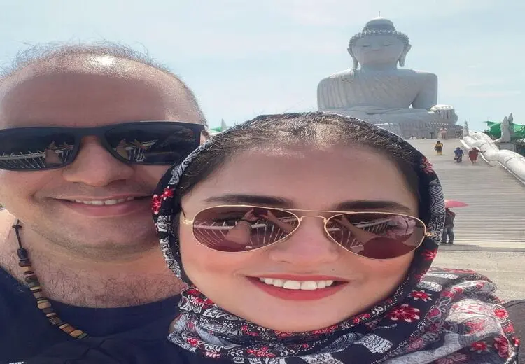 عاشقانه‌ نرگس محمدی و همسرش در کنار آبشار نیاگارا + عکس