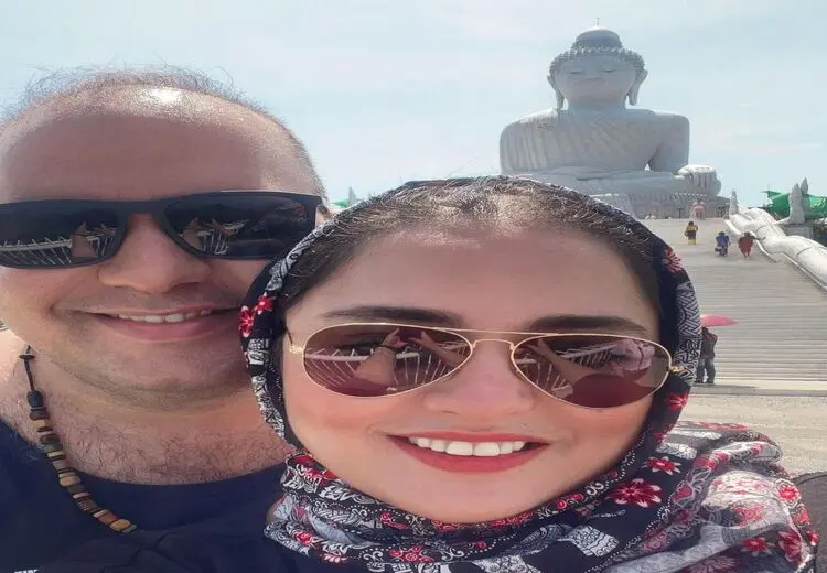 عاشقانه‌ نرگس محمدی و همسرش در کنار آبشار نیاگارا + عکس
