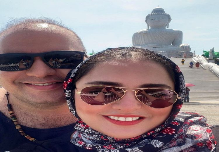 عاشقانه‌ نرگس محمدی و همسرش در کنار آبشار نیاگارا + عکس