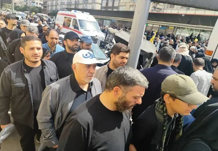 حضور ظریف و آذری جهرمی در مراسم تشییع شهدای حملات اسراییل