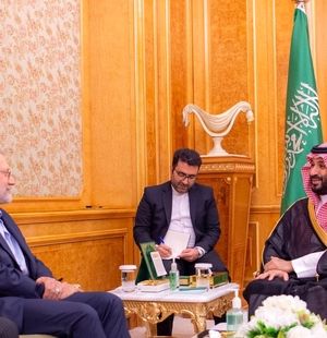 تصاویری از دیدار لاریجانی با بن‌سلمان در ریاض