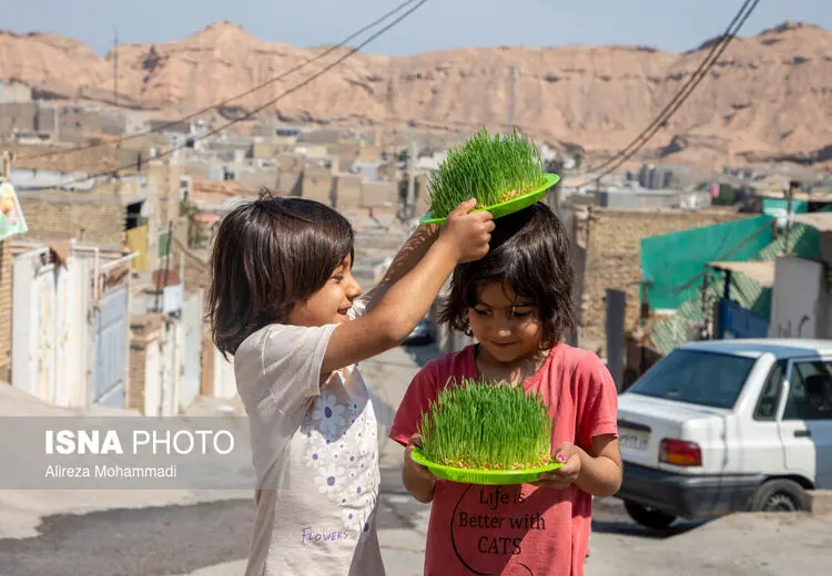 شادی کودکانه با سبزه